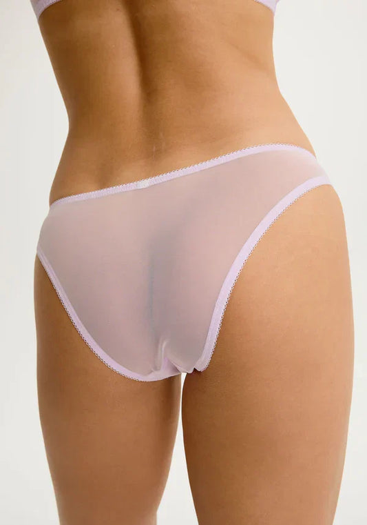 Blush Violine Orchid Sheer Embroidery Low Rise Bikini Panty