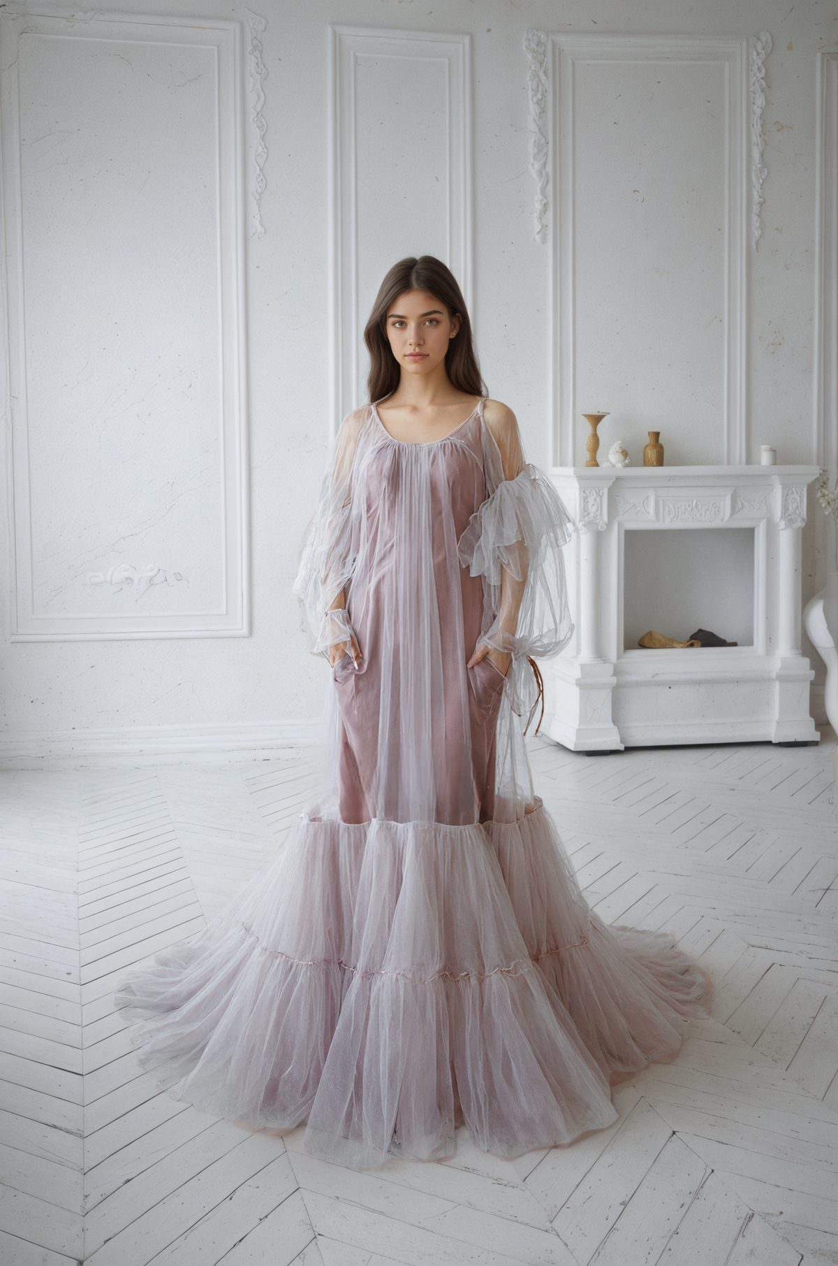 Cressida Cloud Tiered Tulle Robe