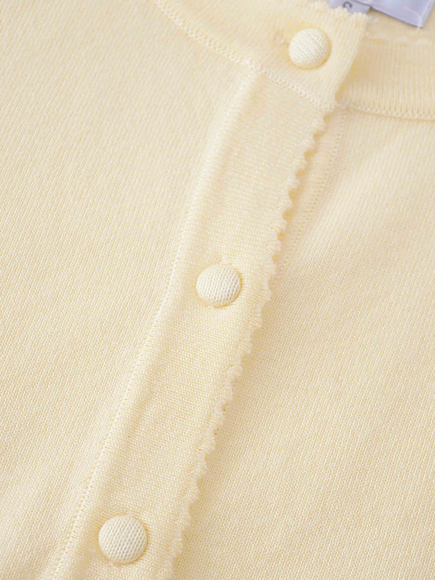 Trim Detail Crew Crop Cardigan-Yellow by MELI