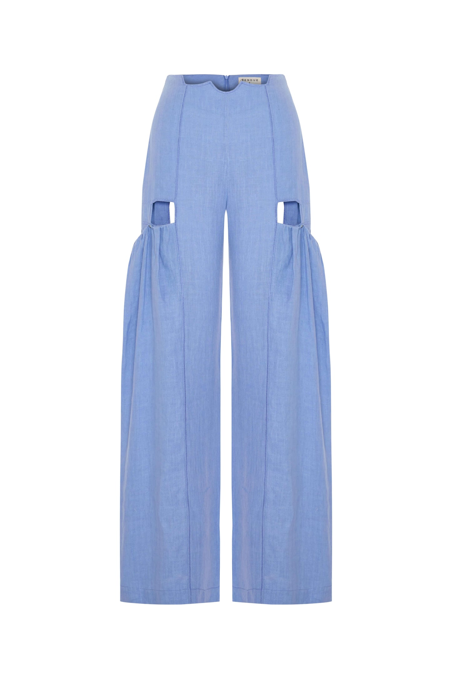 JENDUE Radiosa Sole Trousers - Linen Cut-Out Wide Leg Pants