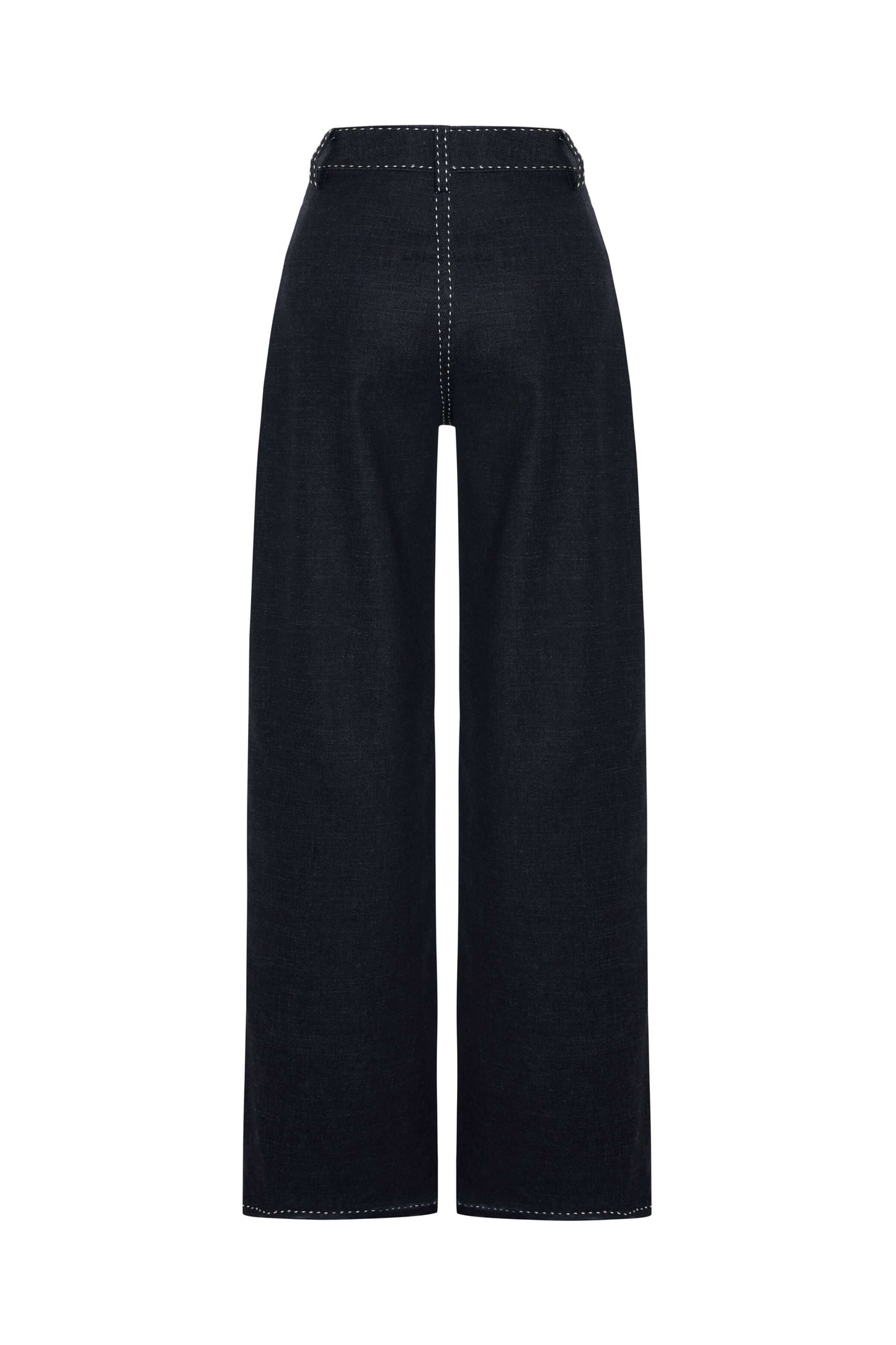 JENDUE Livia Trousers - Wide-Leg High-Waist Navy Denim