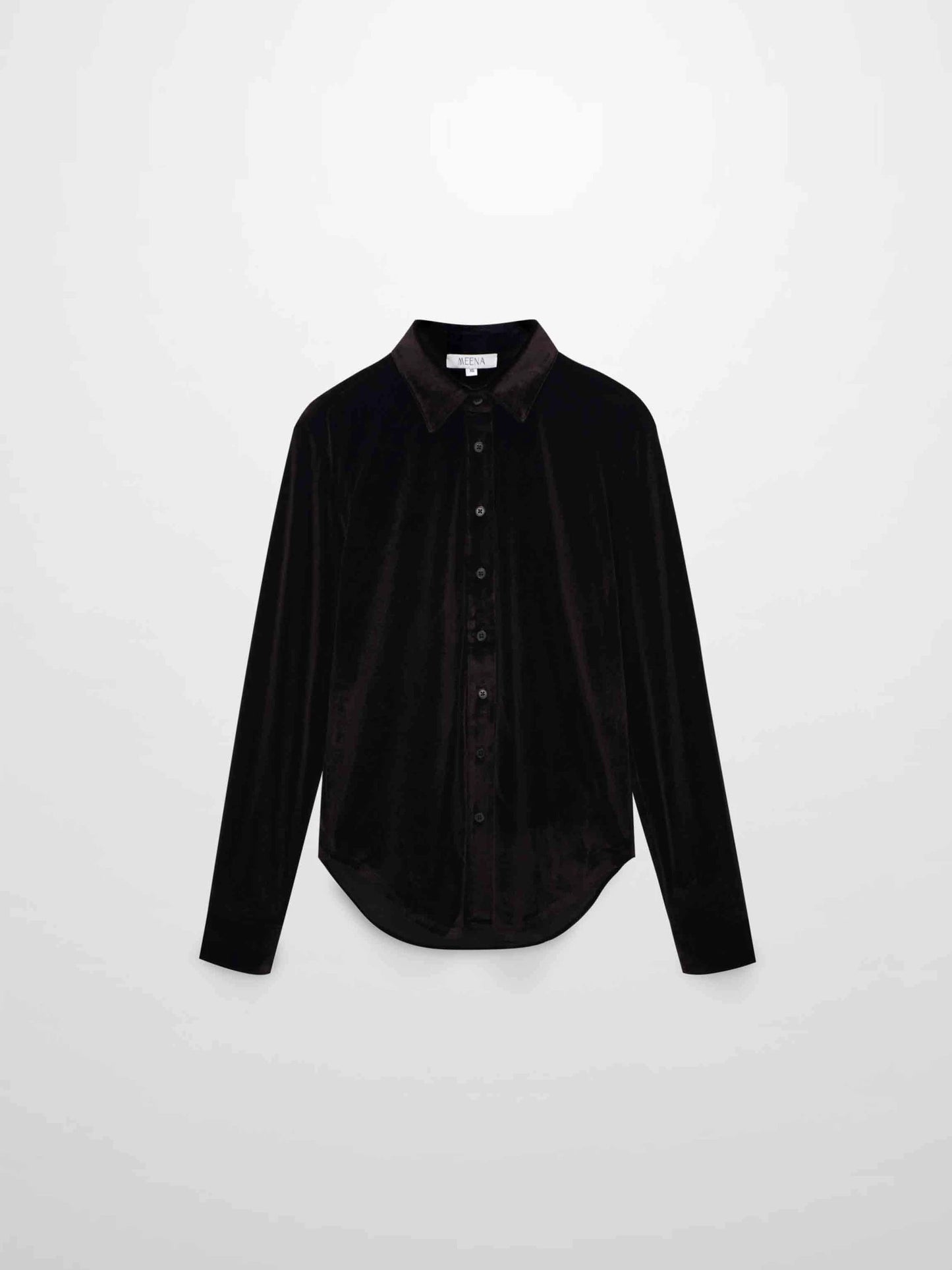 Velour Button Down Blouse-Brown by MEENA