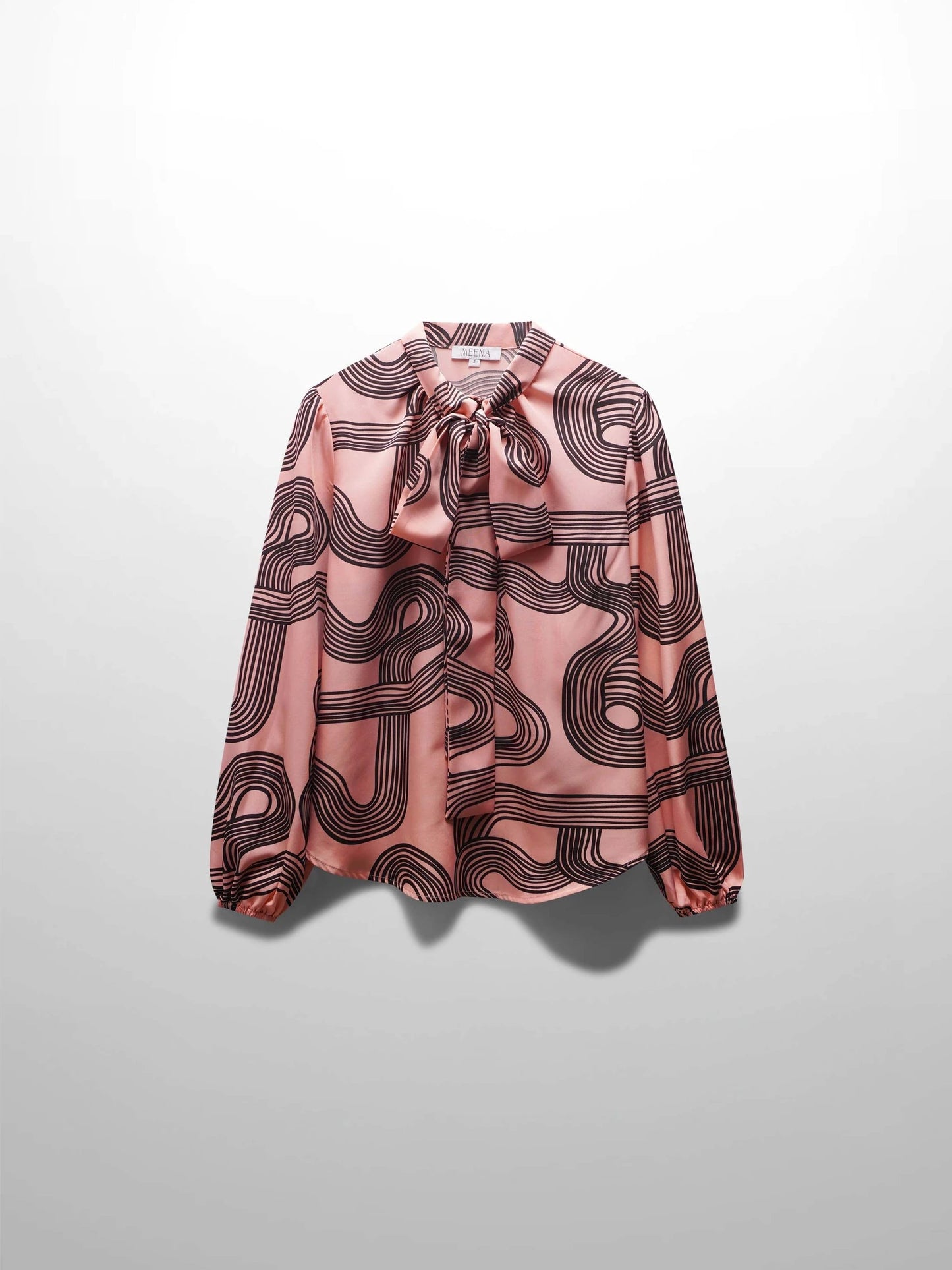 Front Placket Bow Blouse-Black Swirl by MEENA