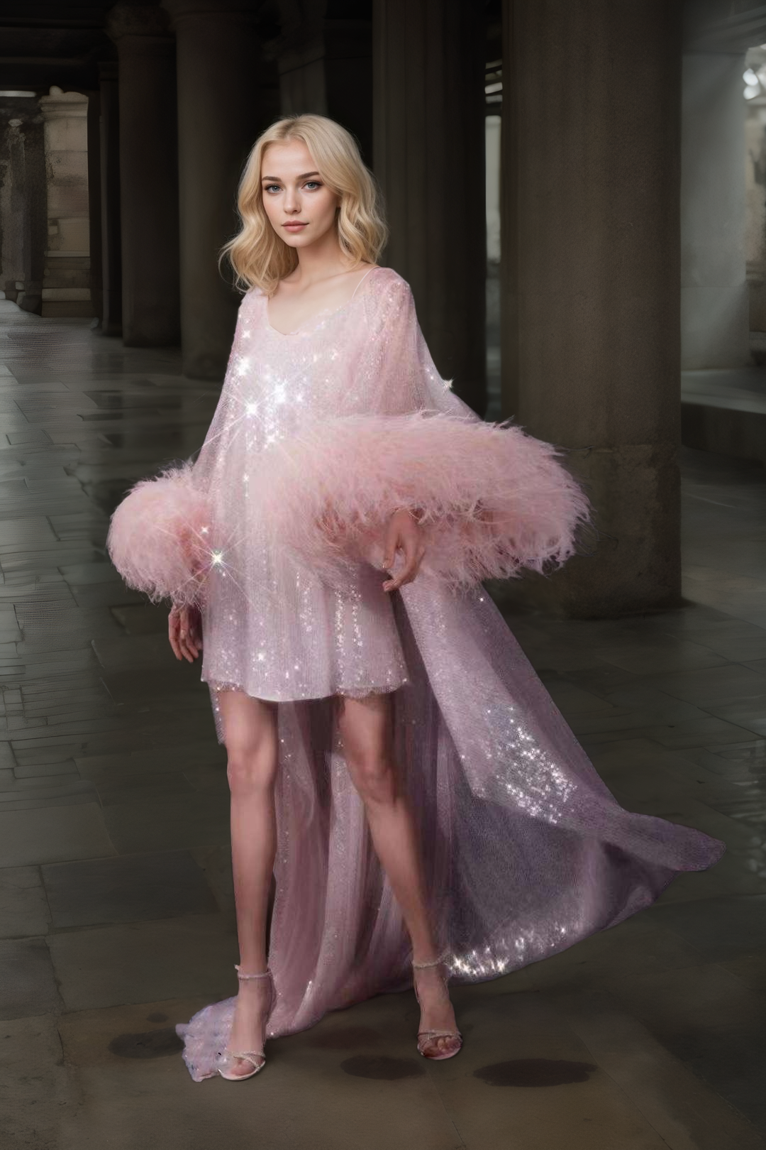 Orielle Glimmer Sequin Robe and Nightgown Set