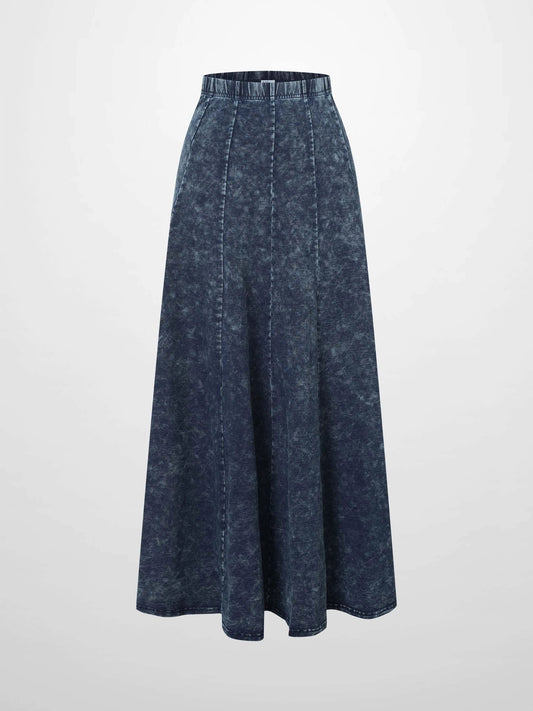 Paneled Flare Skirt 37"-Blue Wash by MELI