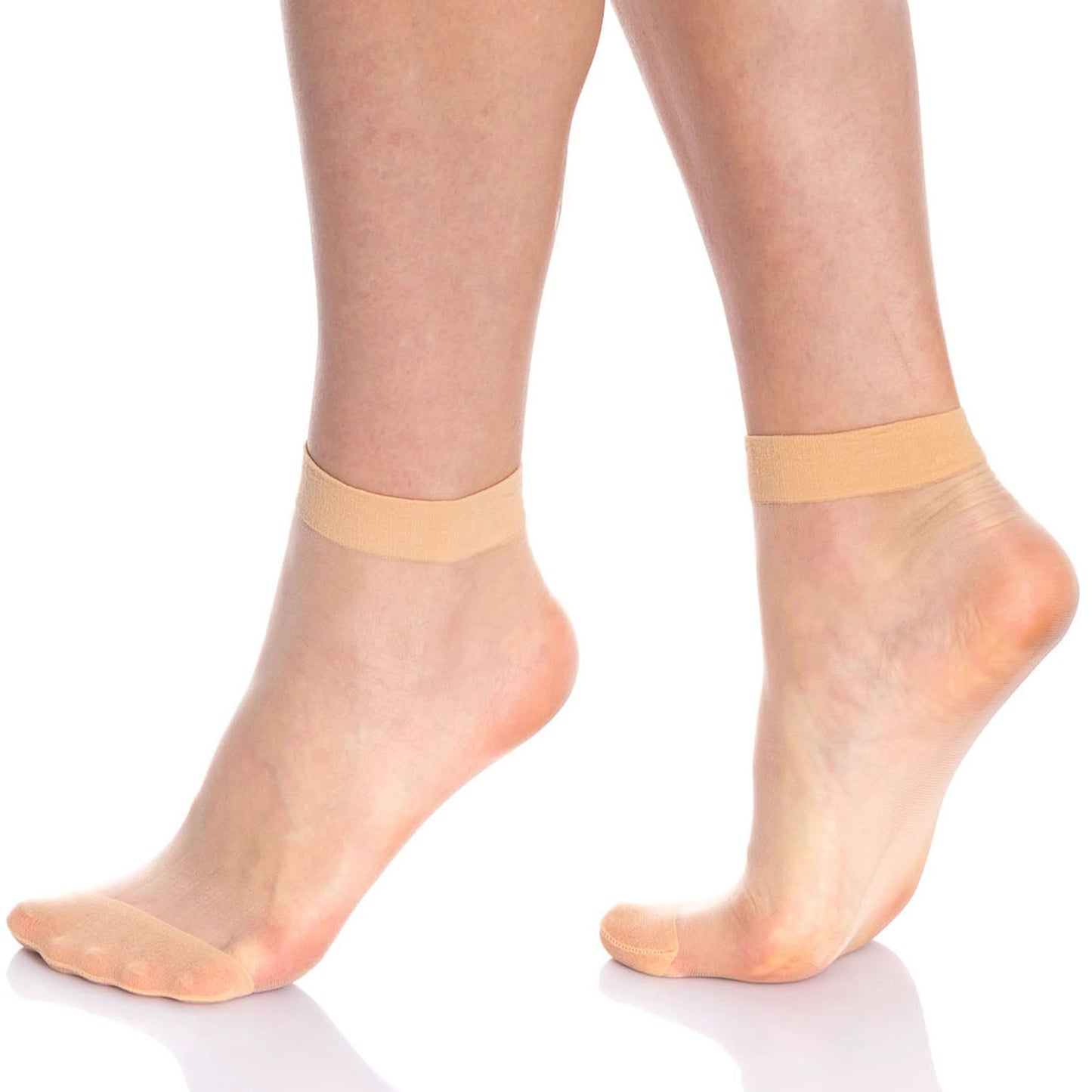 10 Pairs Women's Sheer Ankle High Socks 15 Denier Breathable Mesh One Size by AWS/American Made