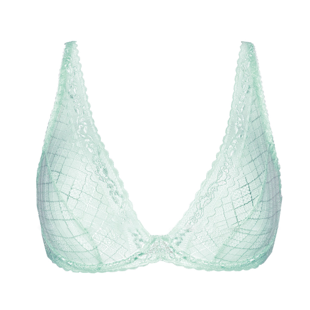 Gorteks Minty Soft Sheer Mesh Deep Plunge Bra