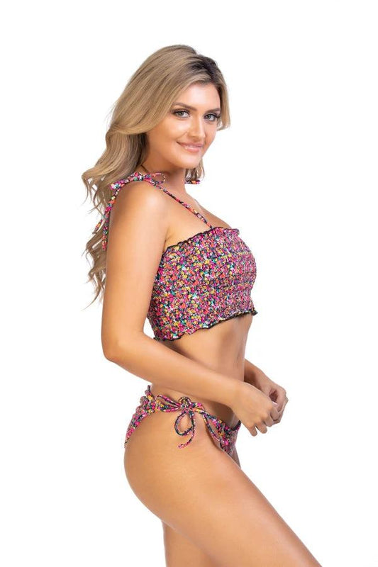 FLORAL RUCHED BIKINI SET by Beach Joy Bikini