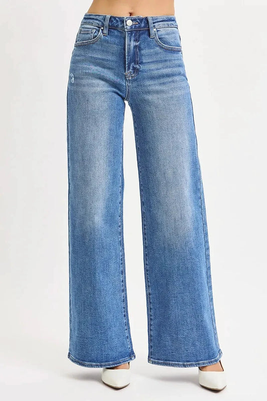 RISEN Full Size High Rise Wide Leg Jeans Plus Size by Trendsi