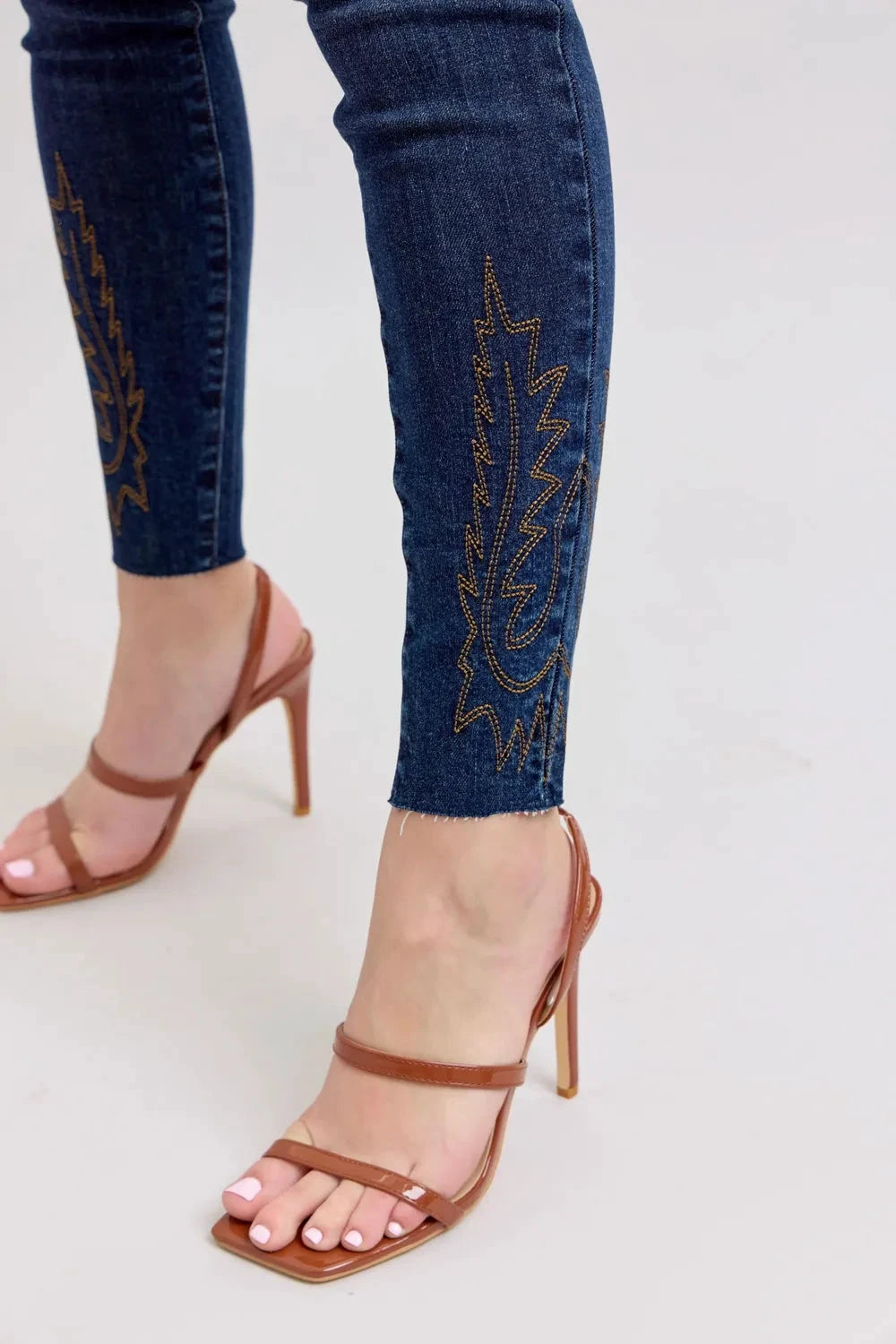 Judy Blue Full Size Embroidered High Rise Skinny Jeans Plus Size by Trendsi