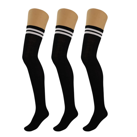 3 Pairs Over-the-Knee Thigh-High Socks for Women – Warm Boot Stockings, Soft & Stretchy Knit, US Size 5-10 by AWS/American Made
