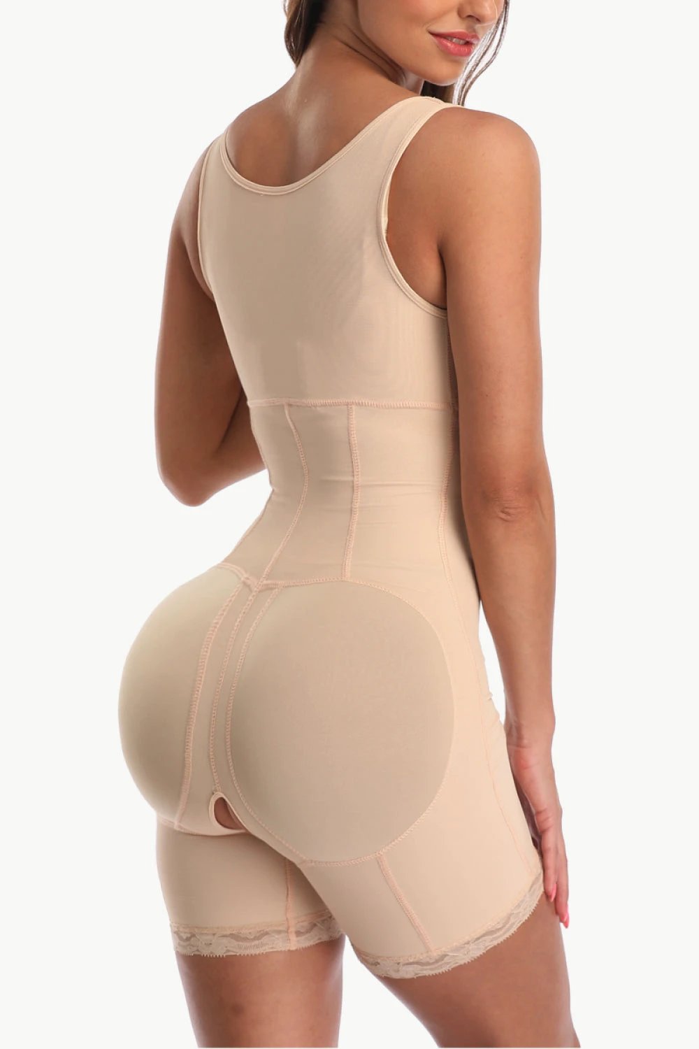 Full Size Zip-Up Lace Detail Shapewear by Trendsi