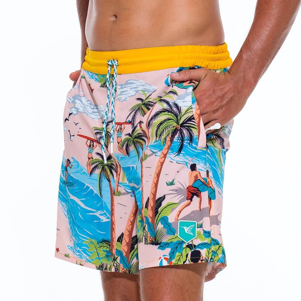Mens Designer Board Shorts | Island Original Print by Live Kolibri