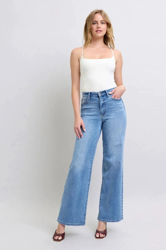 Judy Blue Full Size Wide Leg Jeans with Pockets by Trendsi