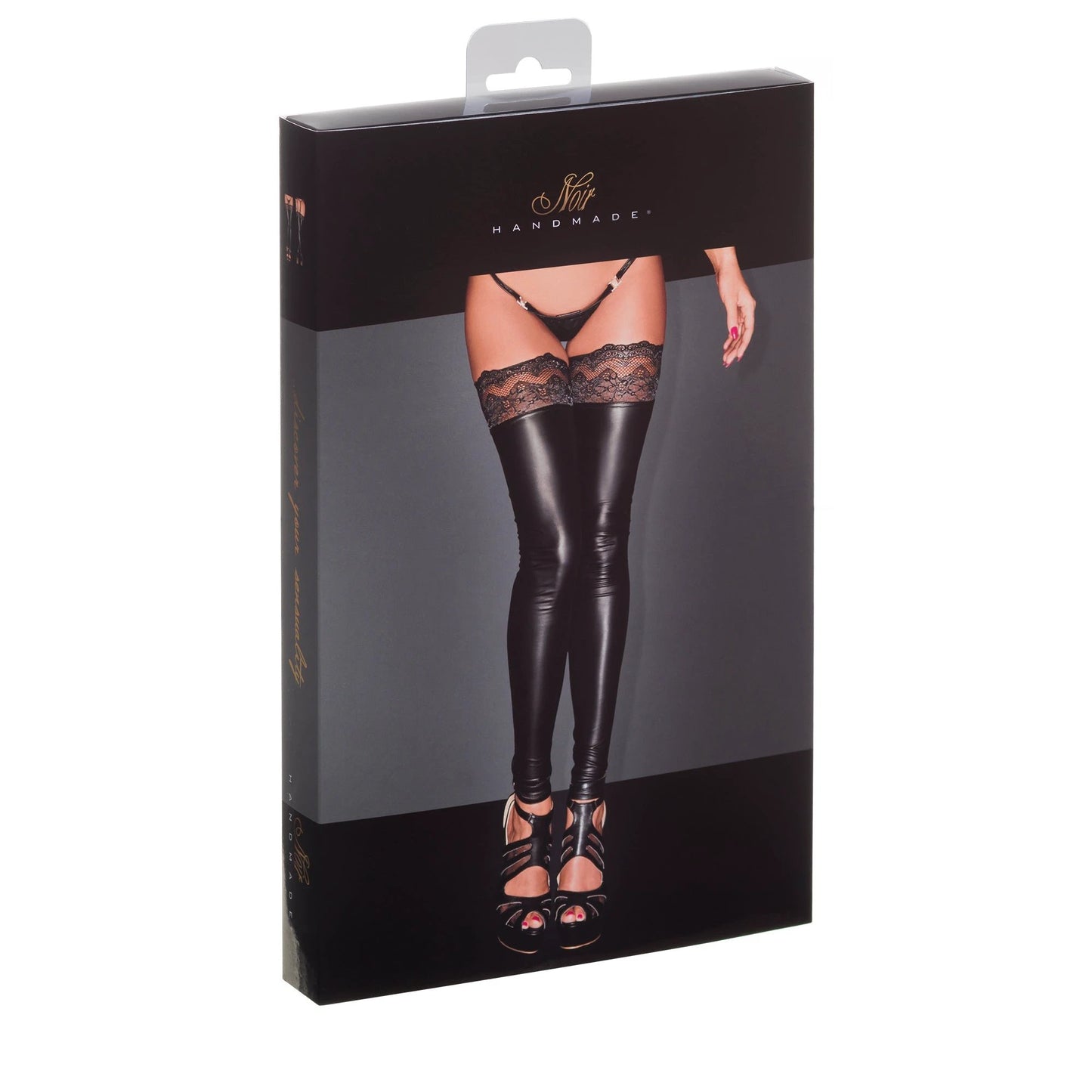 Powerwetlook Stockings Noir Handmade Superstar by NOIR HANDMADE