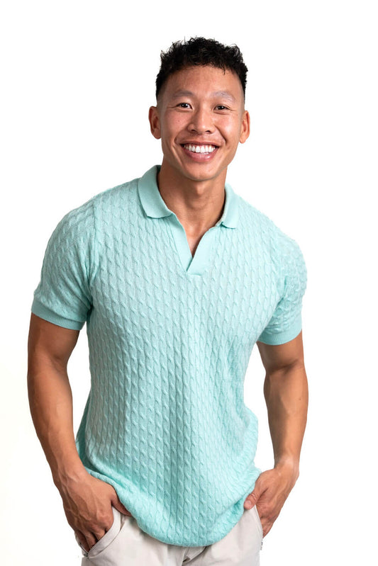 Cashmere Feel Polo Shirt | Sky Blue