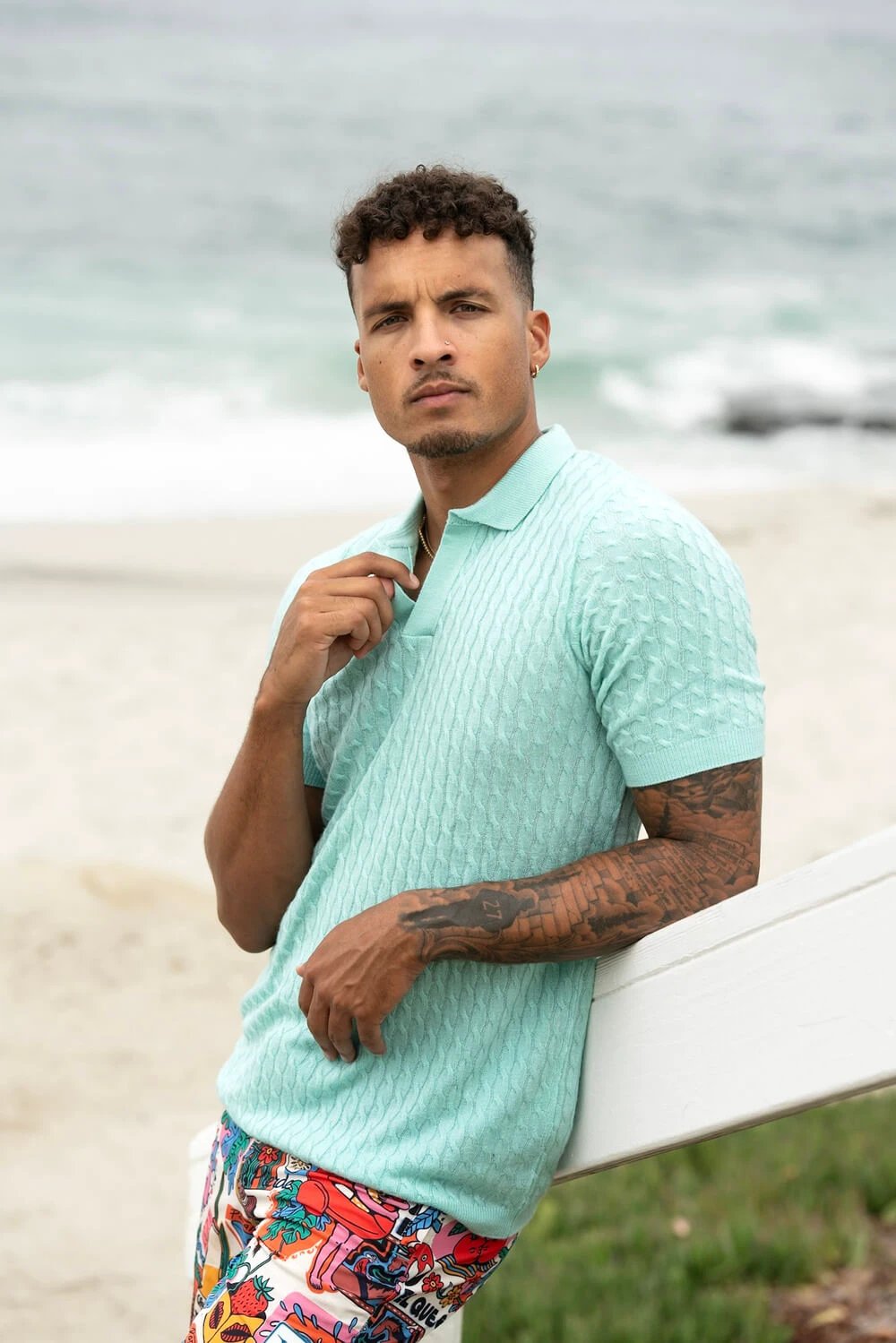 Cashmere Feel Polo Shirt | Sky Blue by Live Kolibri