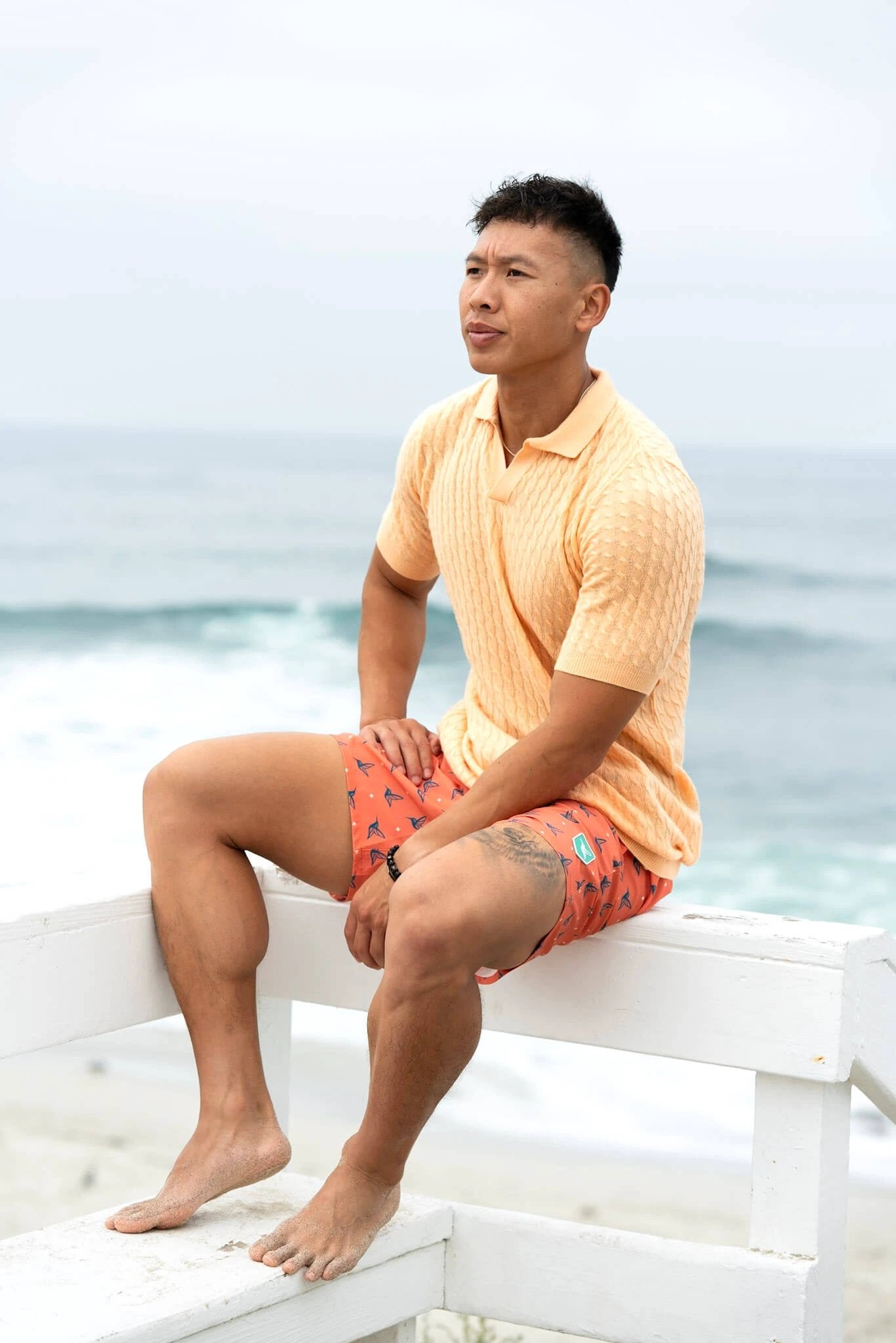 Cashmere Feel Polo Shirt | Orange Creme by Live Kolibri