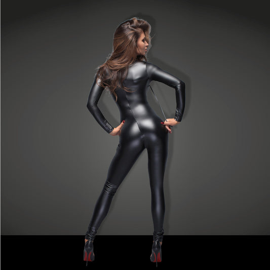 Powerwetlook Overall Leash Two-Way Zipper Catsuit-1