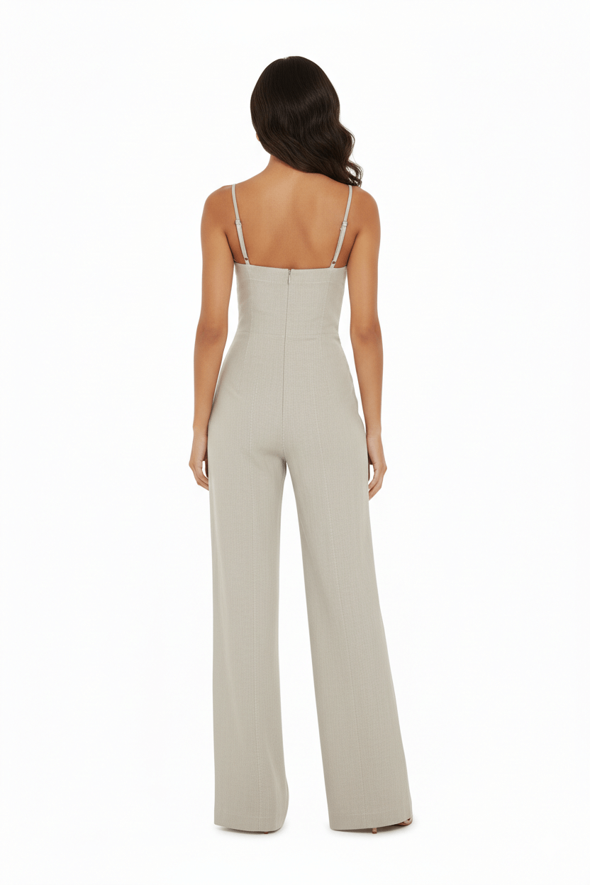 JENDUE Noè Jumpsuit - Linen Bustier Wide-Leg Jumpsuit