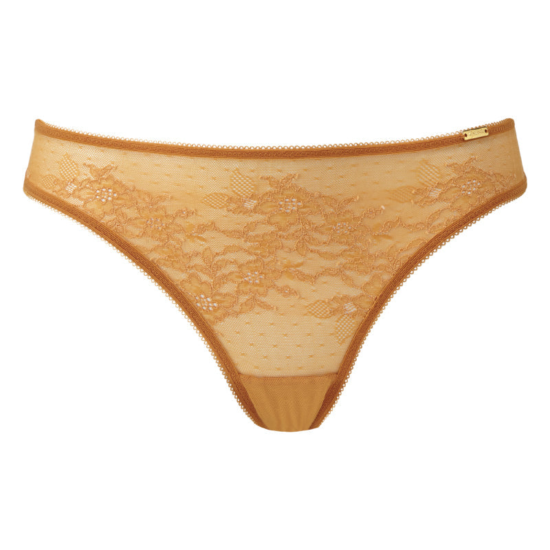Sheer Lace Bikini Panty Gossard Glossies Lace Spiced Honey-4