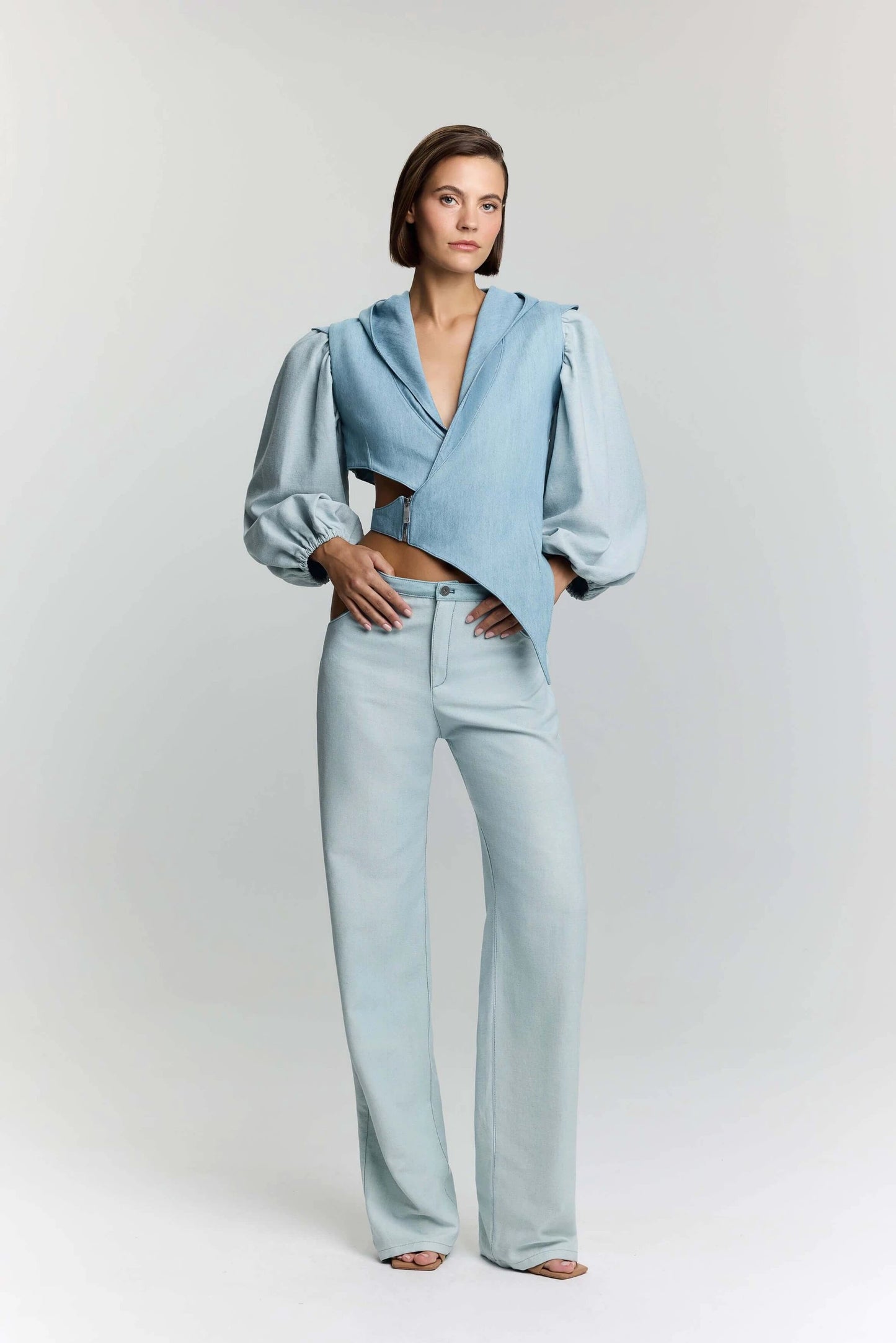 JENDUE Belinda Denim Vest & Jacket - Asymmetrical Style by Jendue