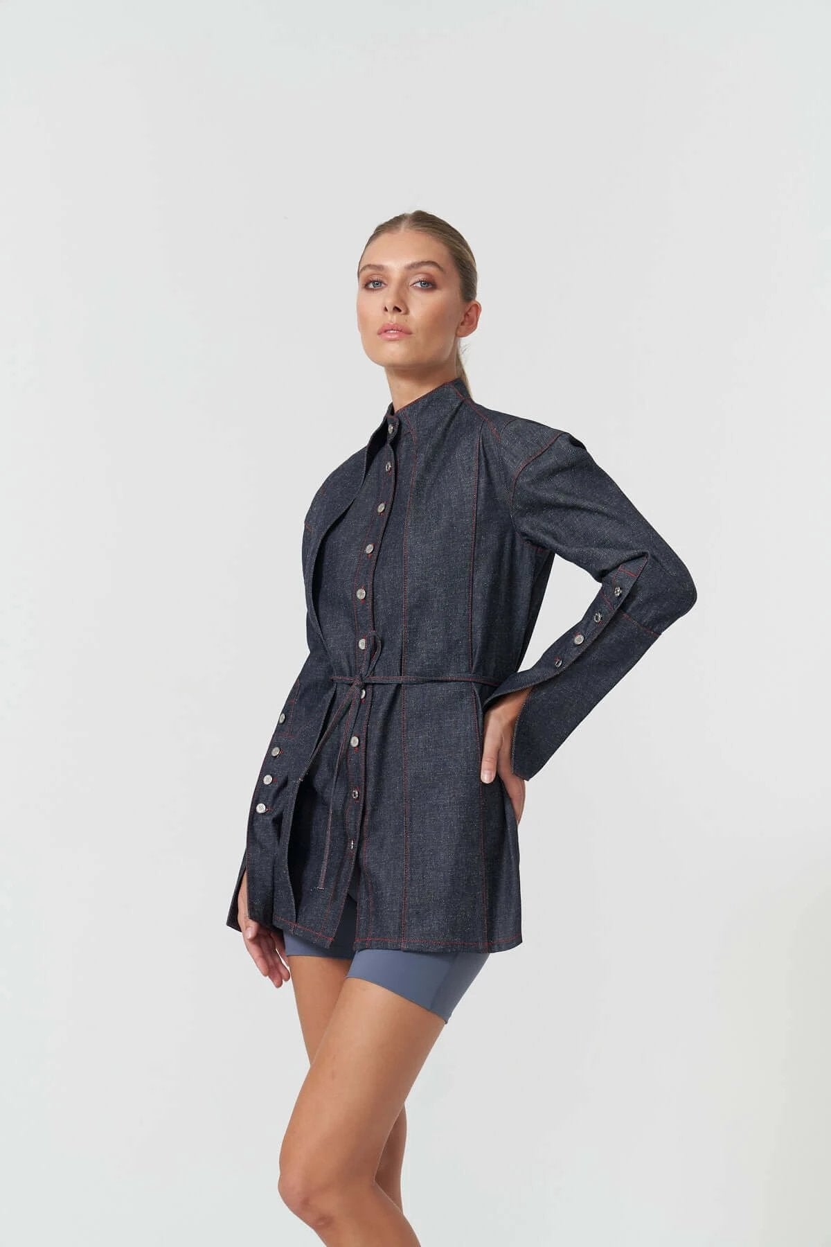 JENDUE Davidson Double Collar Denim Shirt - Women's Blouse by Jendue