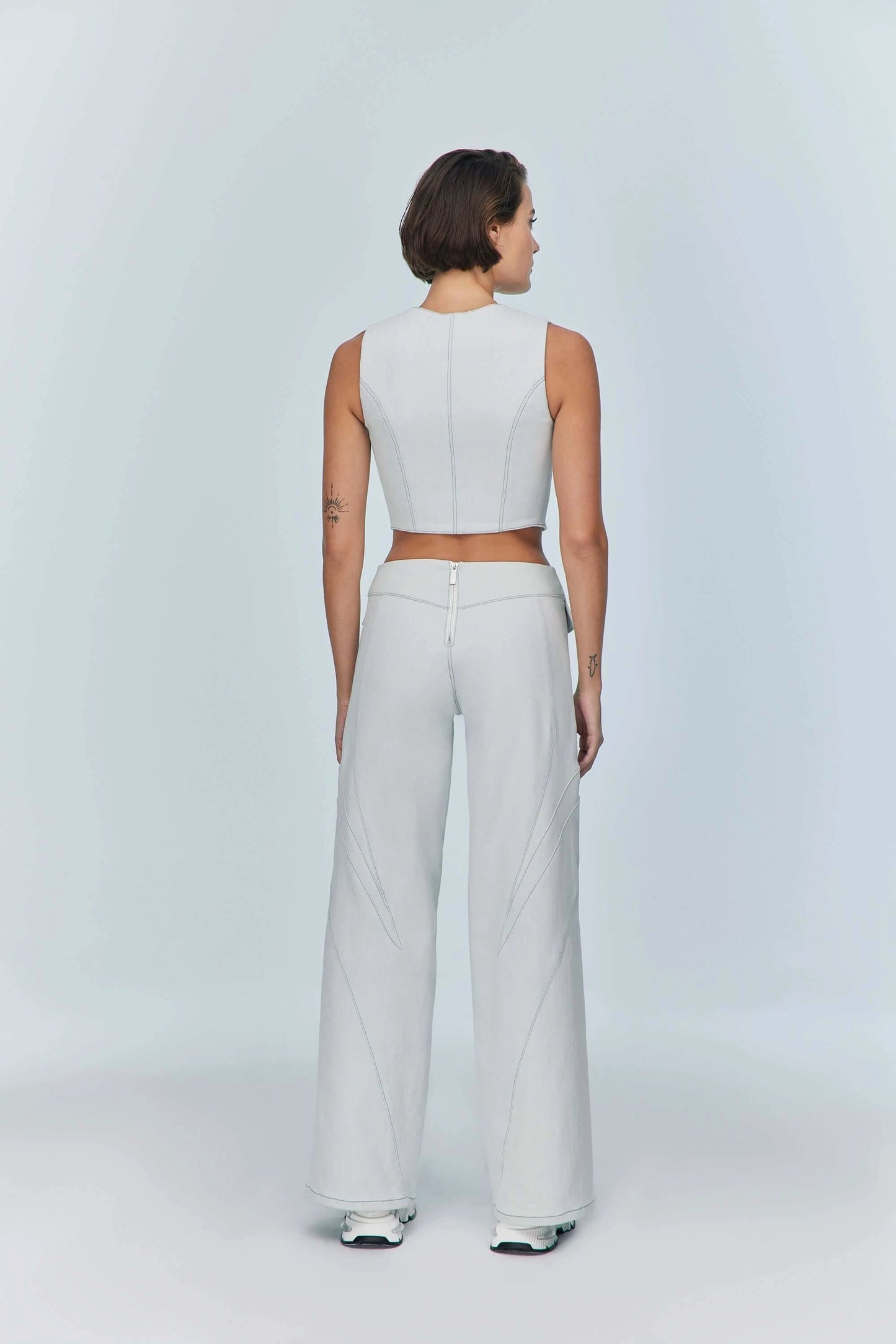JENDUE Myla Denim Top - Light Blue Cut-Out Vest by Jendue