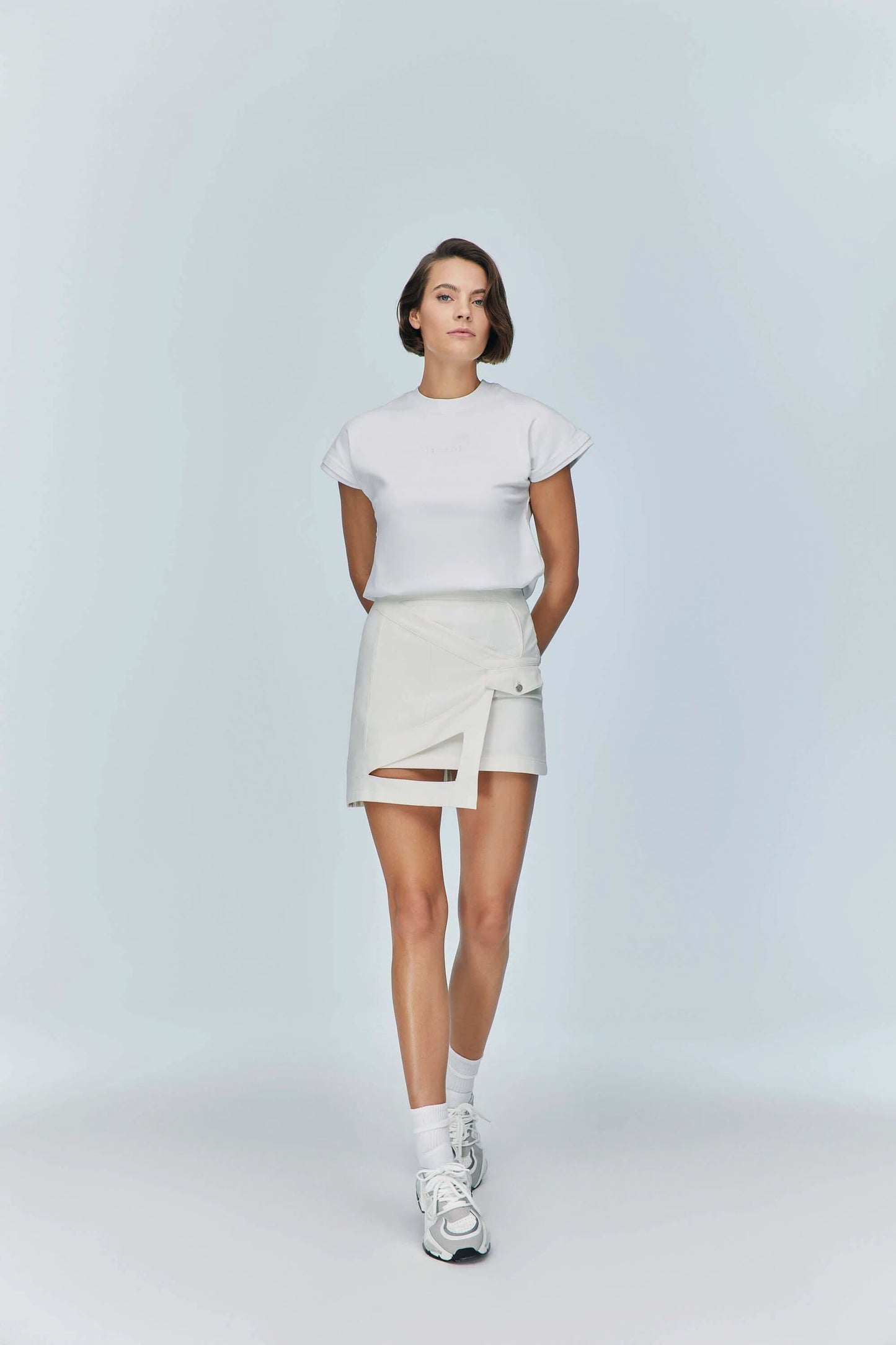 JENDUE Ron Eye Mini Denim Skirt - Modern Asymmetrical Style by Jendue
