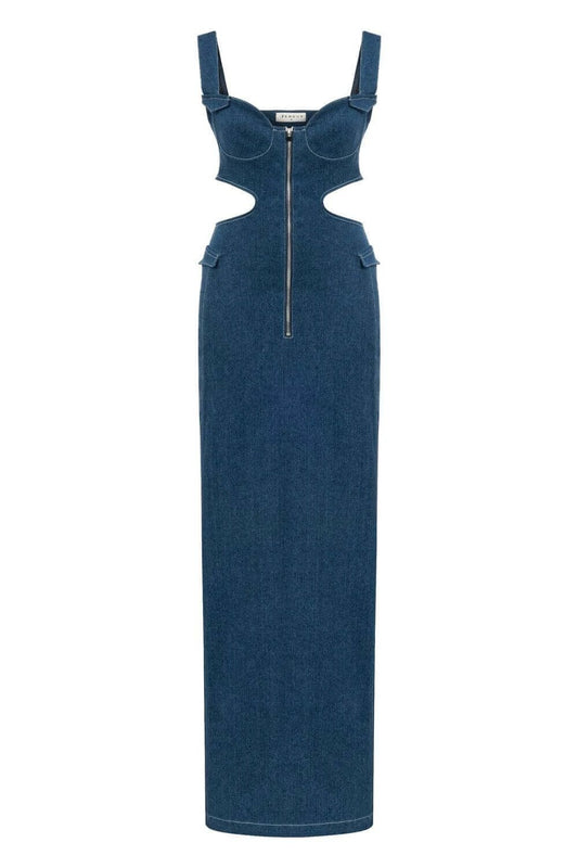 JENDUE Sosa Denim Maxi Dress - Stylish Cutout Jean Dress by Jendue