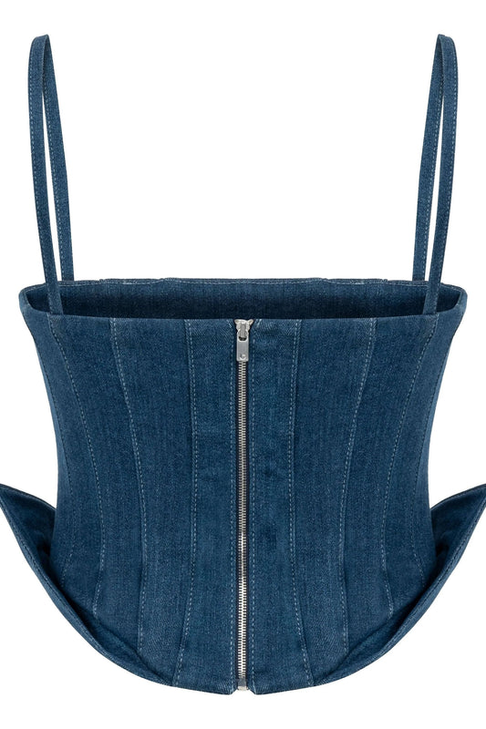 JENDUE Sosa Denim Top - Strapless Denim Corset by Jendue
