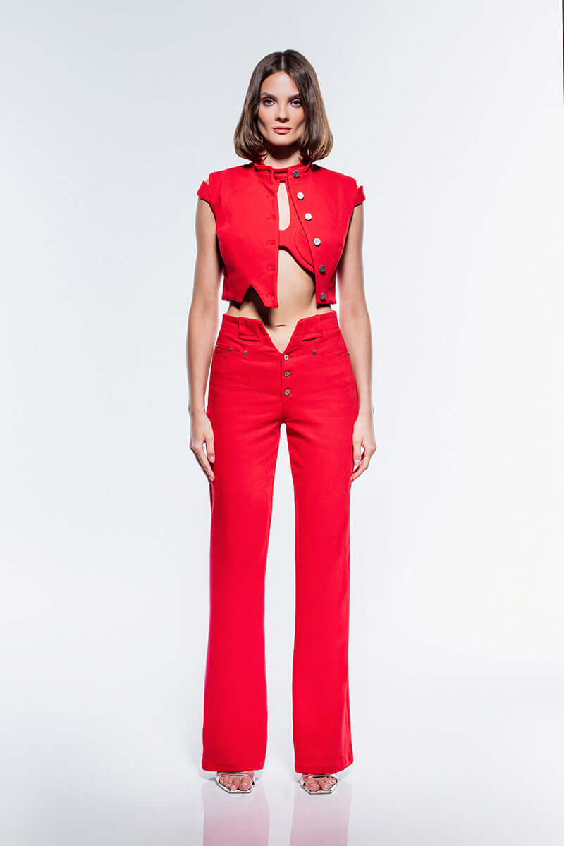 JENDUE Soul Flame Denim Crop Top