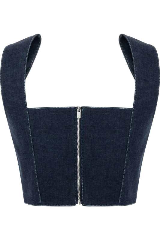 JENDUE Vonk Belted Denim Top | Stylish Jean Crop Top by Jendue