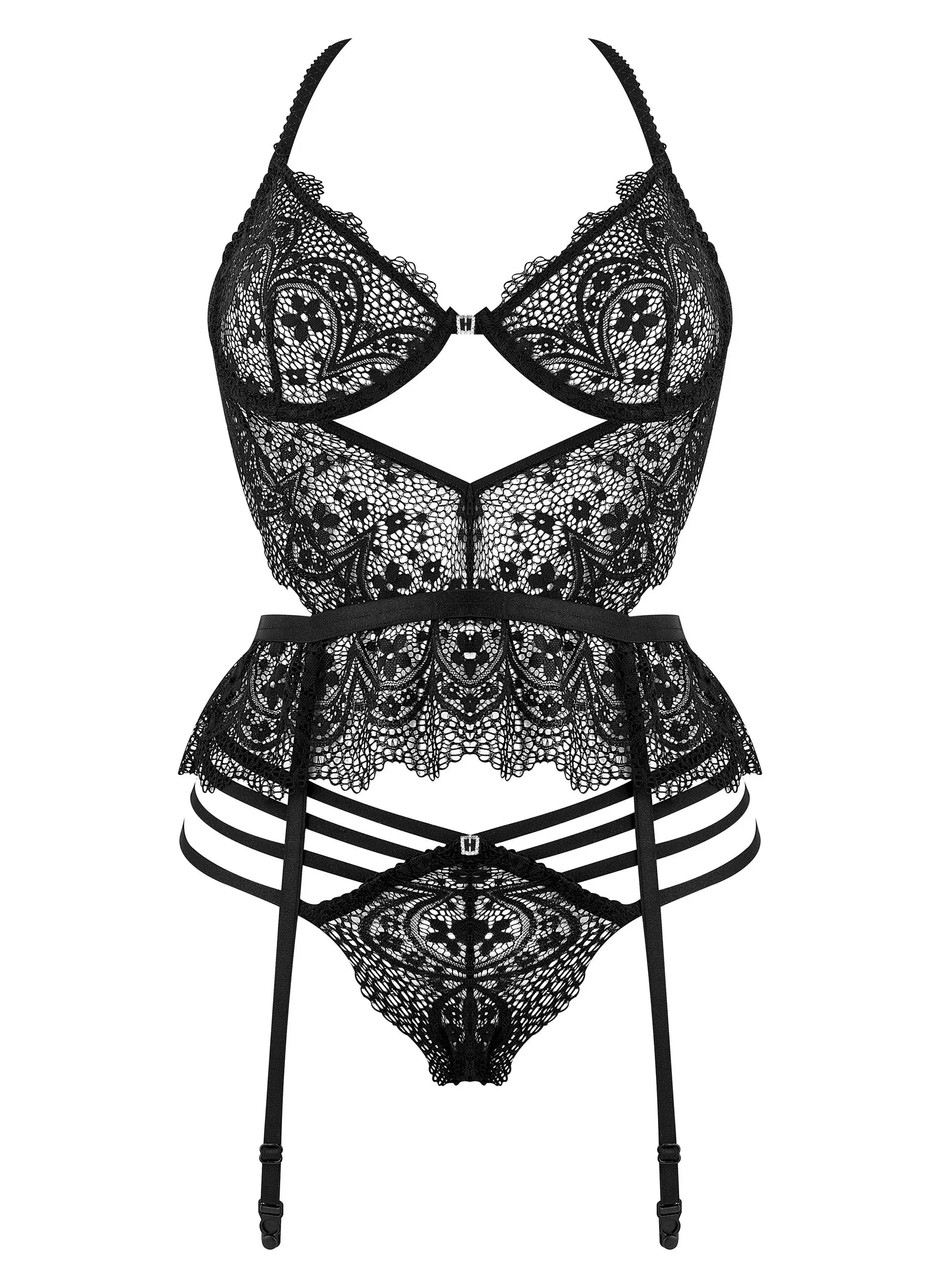 Lace Bustier Garter & String Set Beauty Night Temptation-4