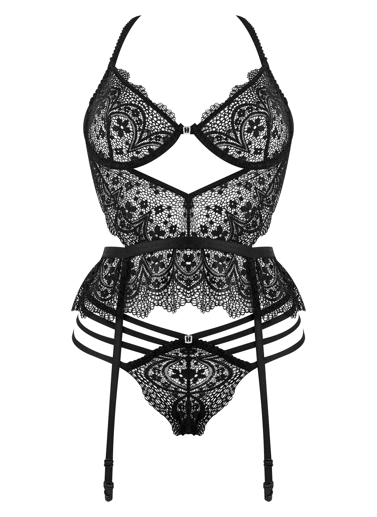 Beauty Night Temptation Lace Bustier Garter & String Set-4