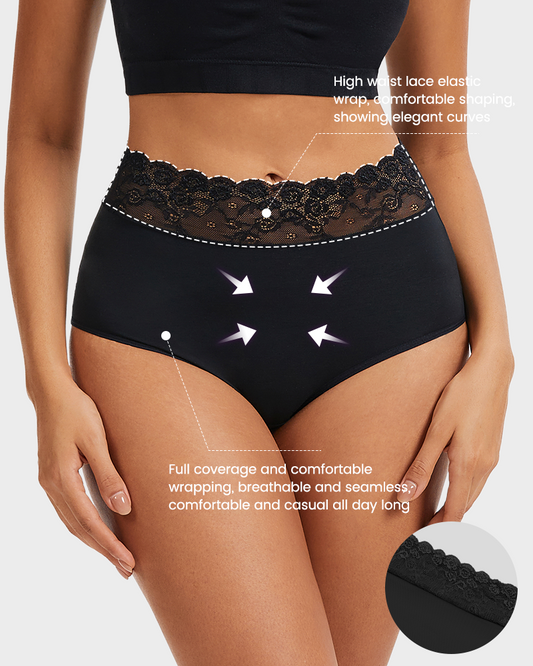 Lace-Trim Cotton Hipster Panties — 5 Pack