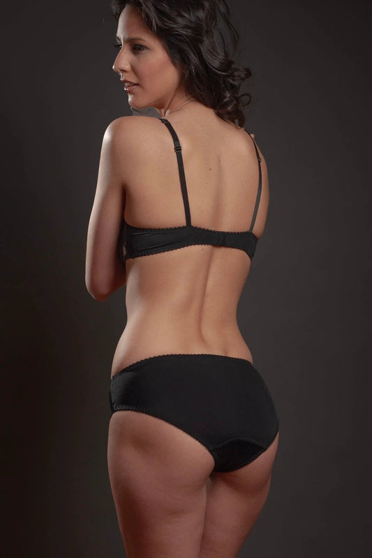 Sheer Mesh Lace Trim Bikini Panty Lavinia Silver Feathers by Lavinia