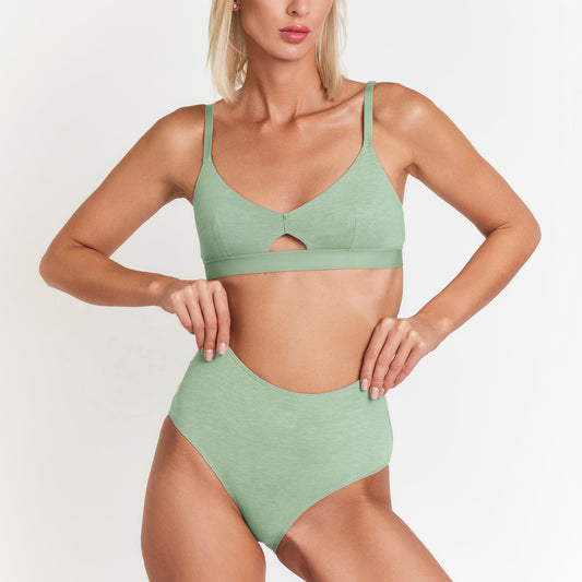 Miracle Hemp High-Rise Brief for Women - Breathable, Odor-Resistant Organic Cotton Underwear in Matcha Green