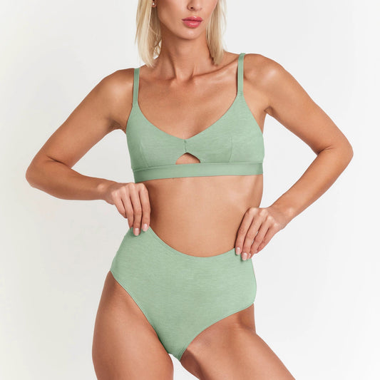 Miracle Hemp High-Rise Brief for Women - Breathable, Odor-Resistant Organic Cotton Underwear in Matcha Green by Net Positive