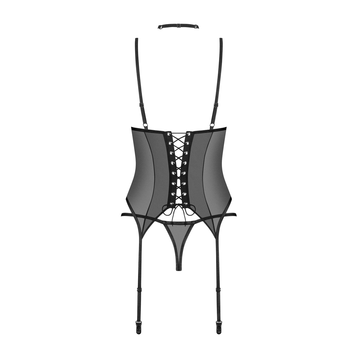 Obsessive Donarella Sheer Mesh Lace Corset & String Panty