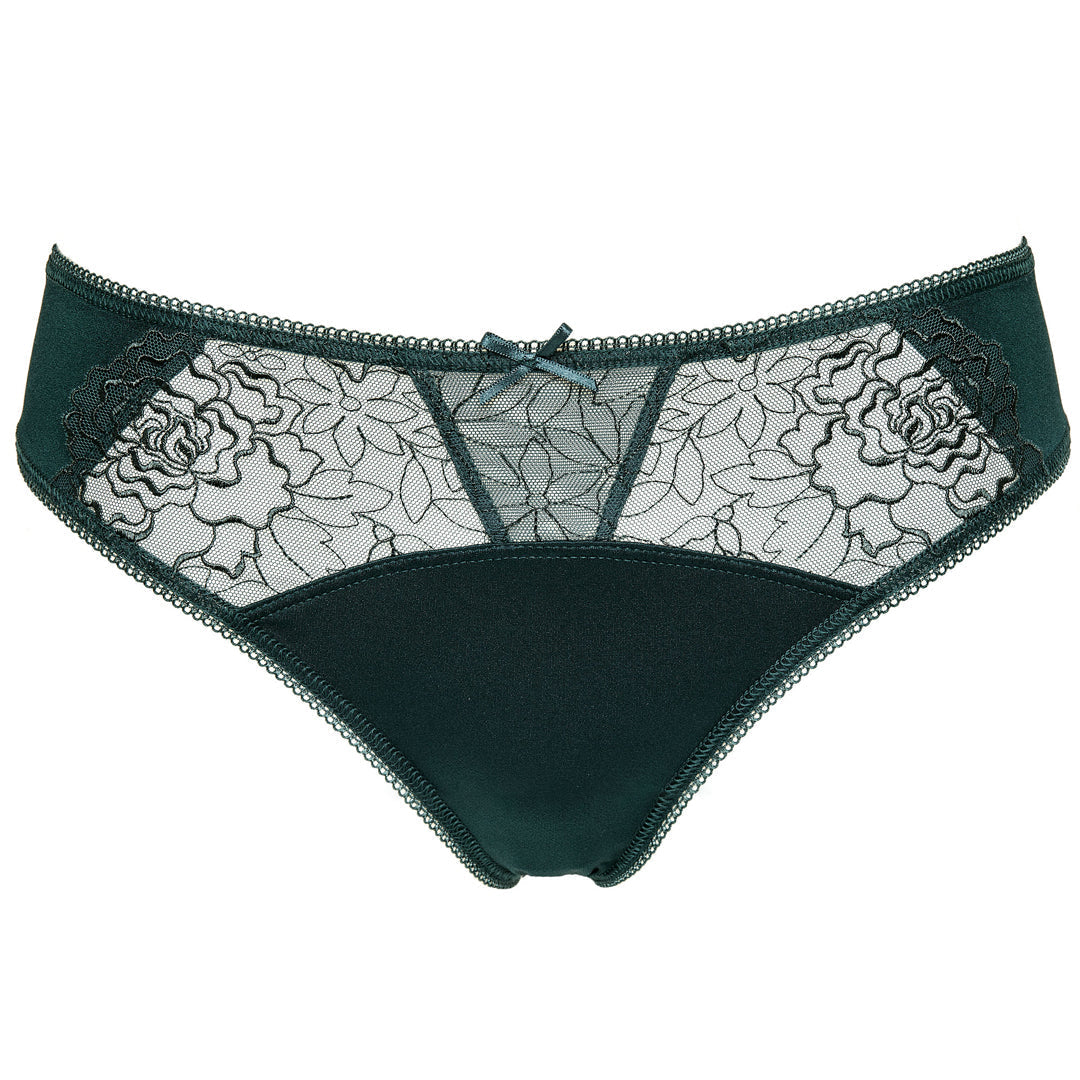 Gorteks Pamela Pine Green Semi Sheer Low Rise Bikini Panty