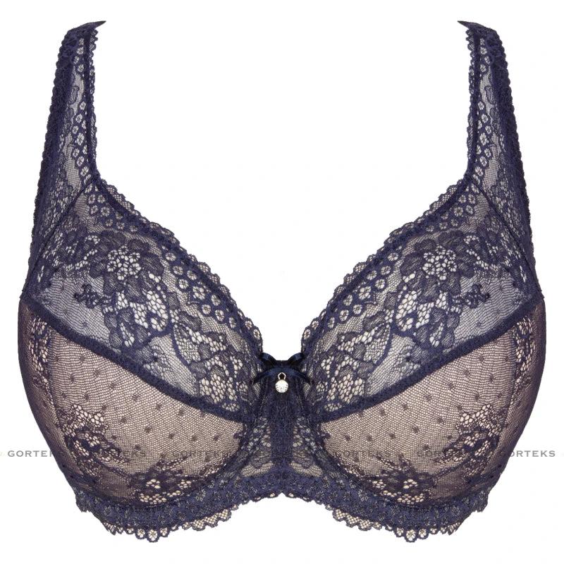 Semi Sheer Half Padded Bra Gorteks Scarlet Navy Blue by Gorteks Lingerie