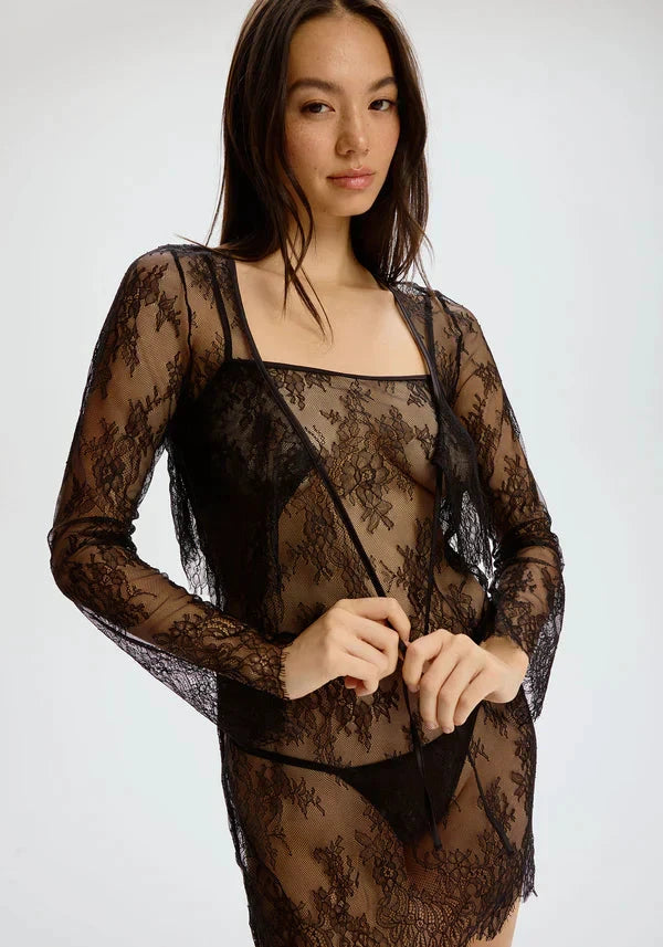 Sheer Eyelash Lace Crop Top Blush Serene Black by Blush Lingerie