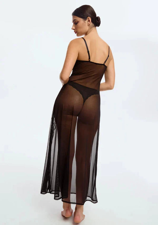 Sheer Mesh Maxi Dress Blush Lotus Black by Blush Lingerie