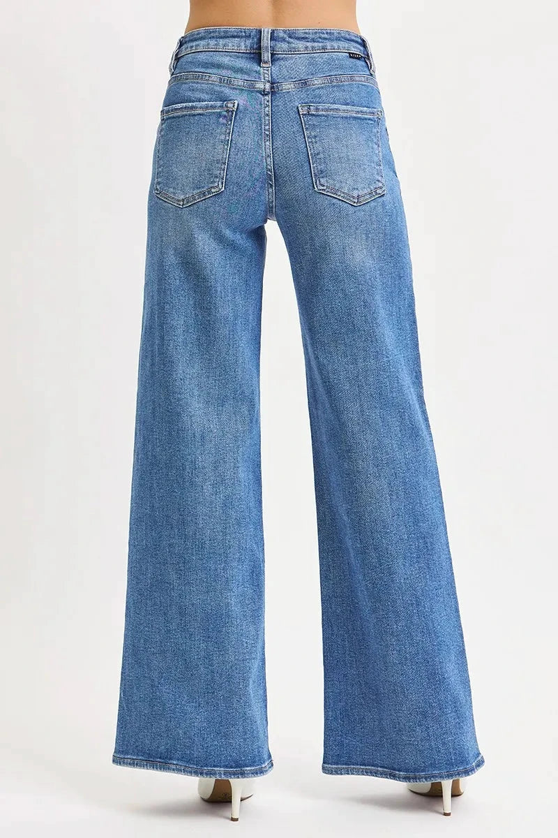 RISEN Full Size High Rise Wide Leg Jeans Plus Size by Trendsi
