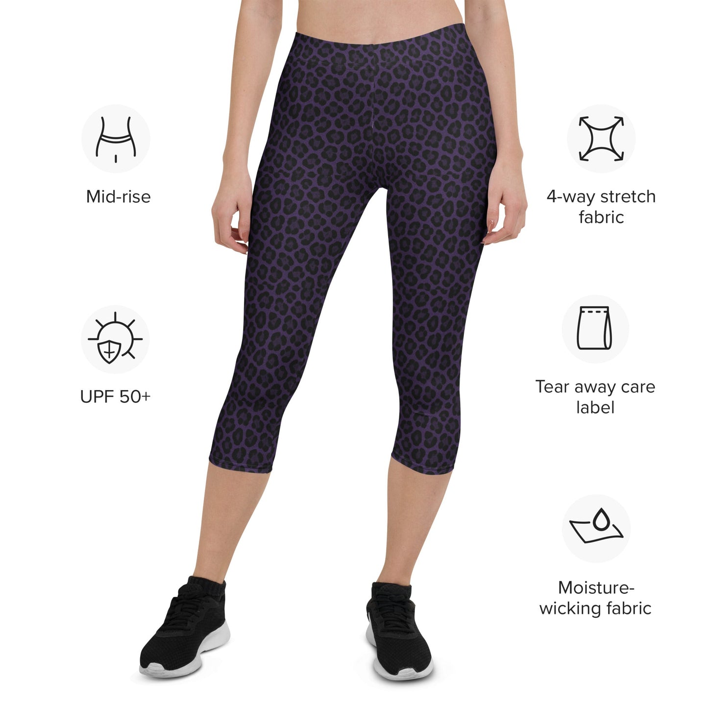 Purple Panther Print Capri Leggings