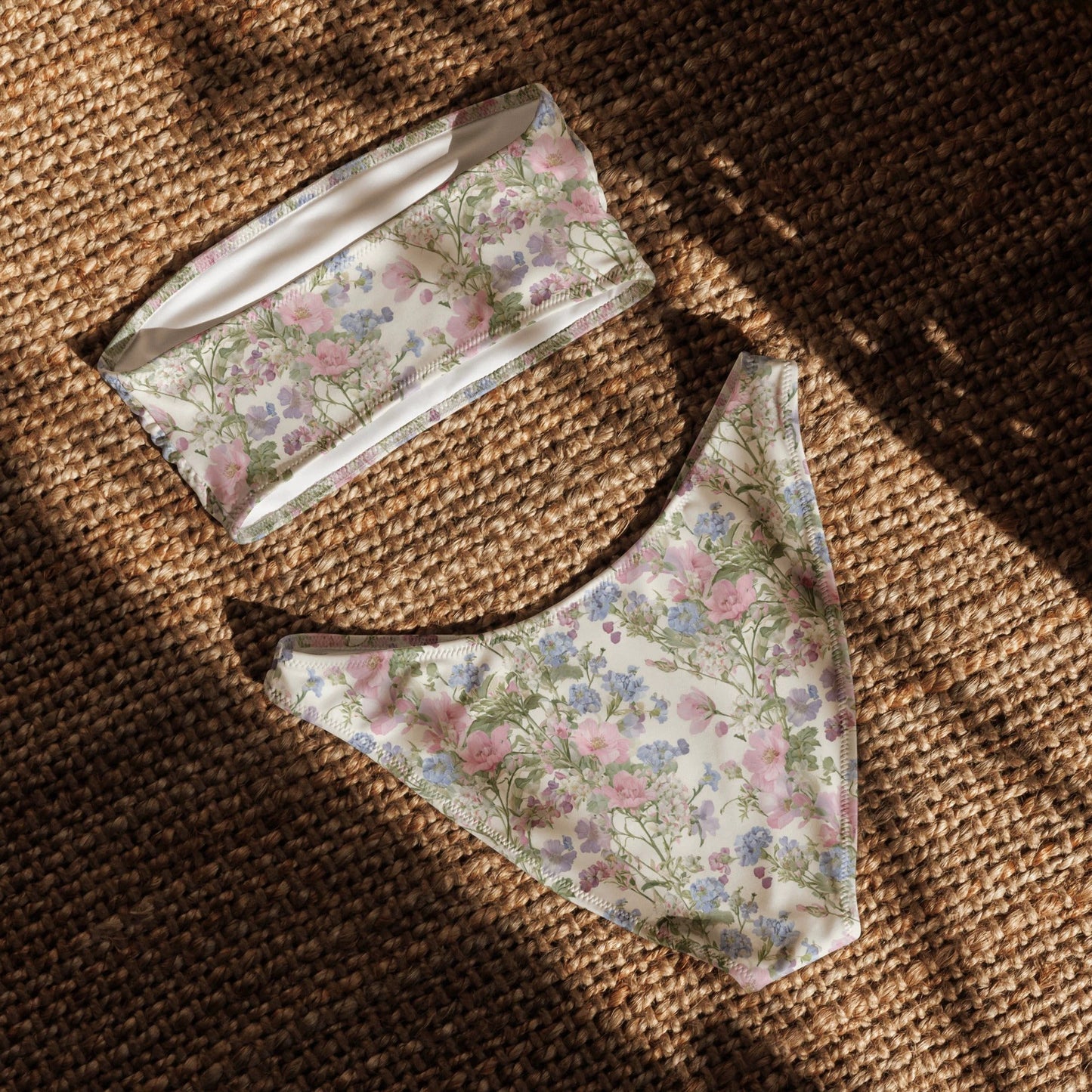 Vintage Botanical Print Recycled Bandeau Bikini Set by Coral Cove by Lakeshore Lifestyles
