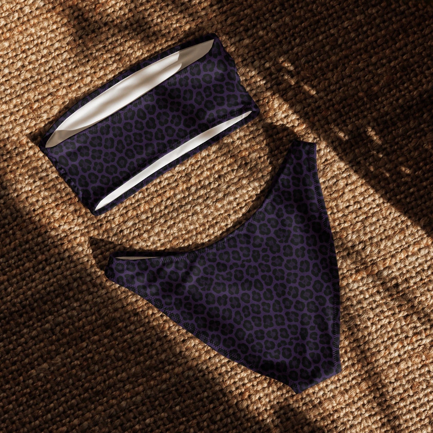 Purple Panther Print Recycled Bandeau Bikini Set by Coral Cove by Lakeshore Lifestyles