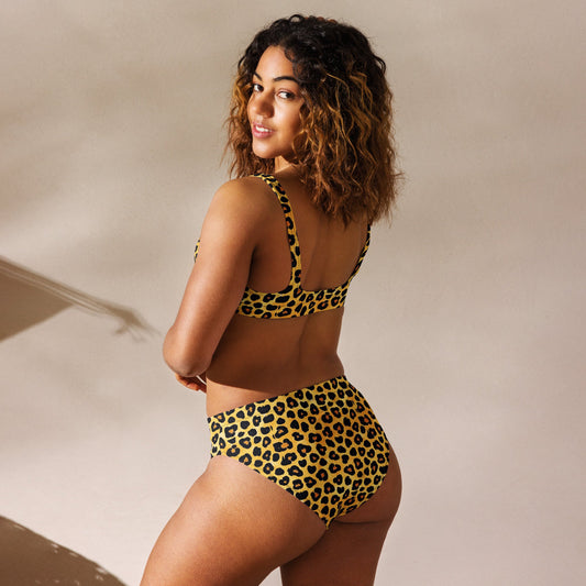 Cheetah Print Recycled High-Waisted Bikini Set