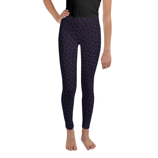 Purple Panther Print Youth Leggings